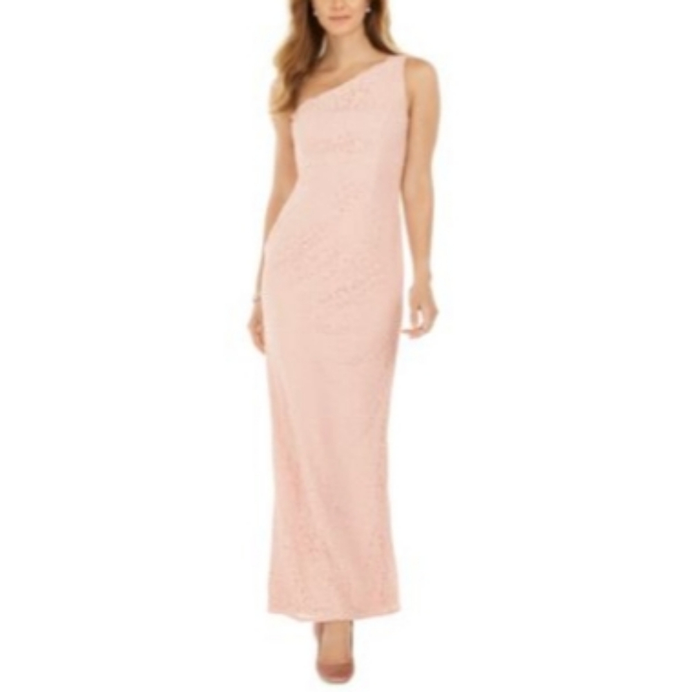 Adrianna Papell One Shoulder Lace Gown